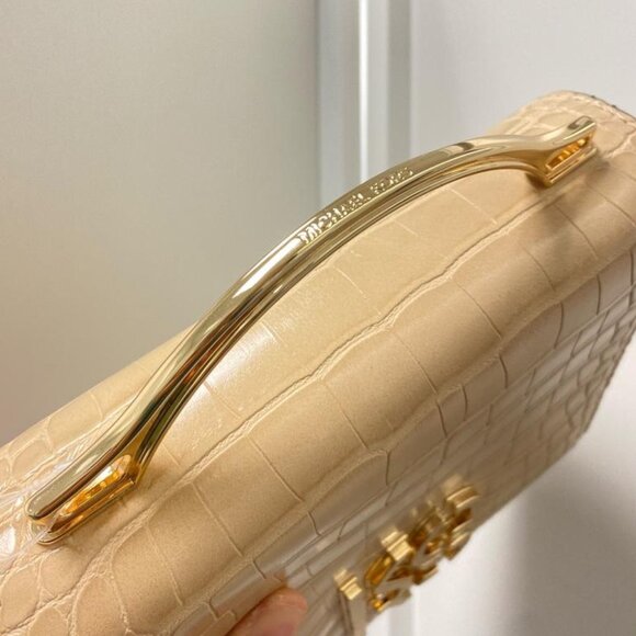 Michael Kors 35T1GKSF5E Kors Small Crocodile Embossed Flap Shoulder Bag in Buff - Picture 9 of 10